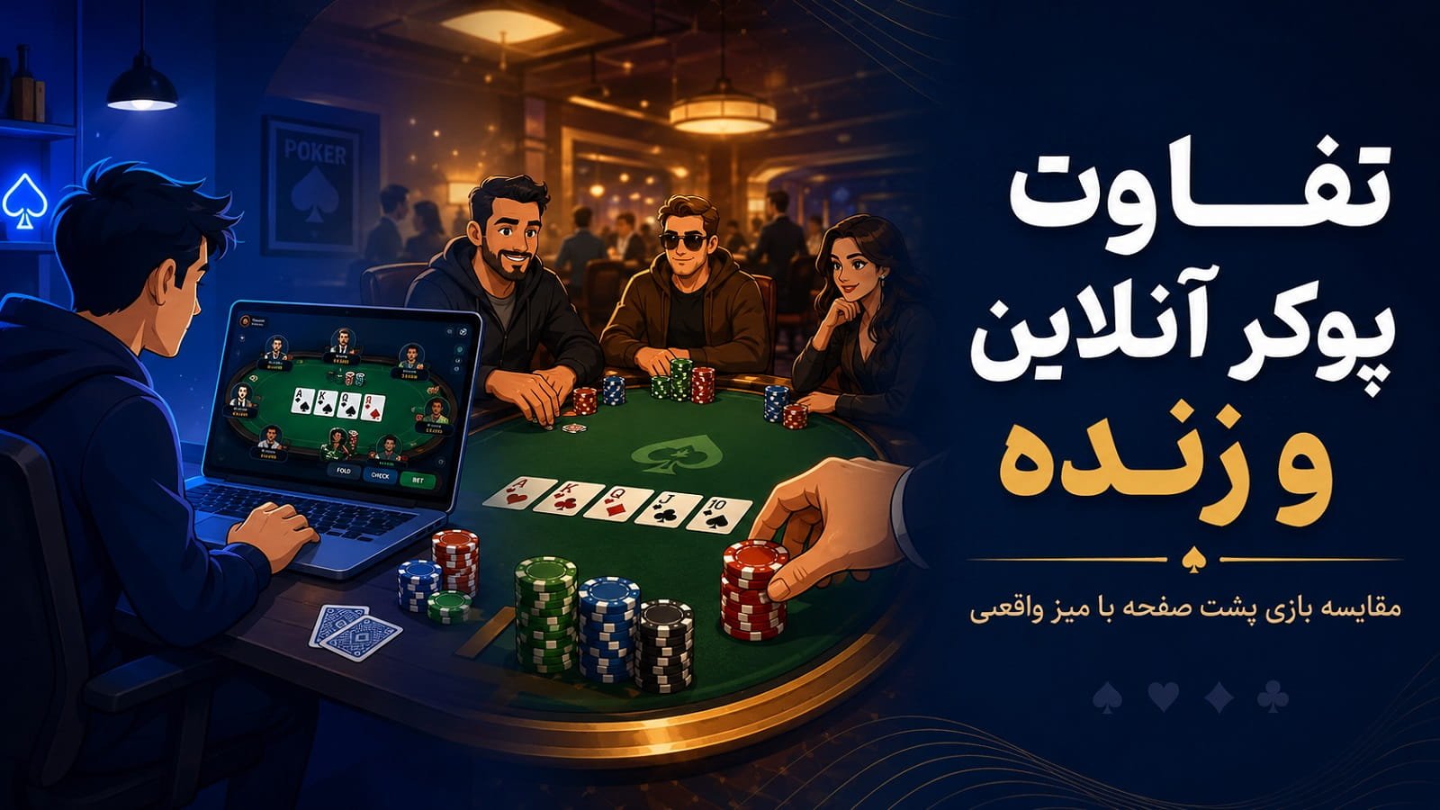 تفاوت پوکر آنلاین و زنده؛ مقایسه بازی پشت صفحه با میز واقعی