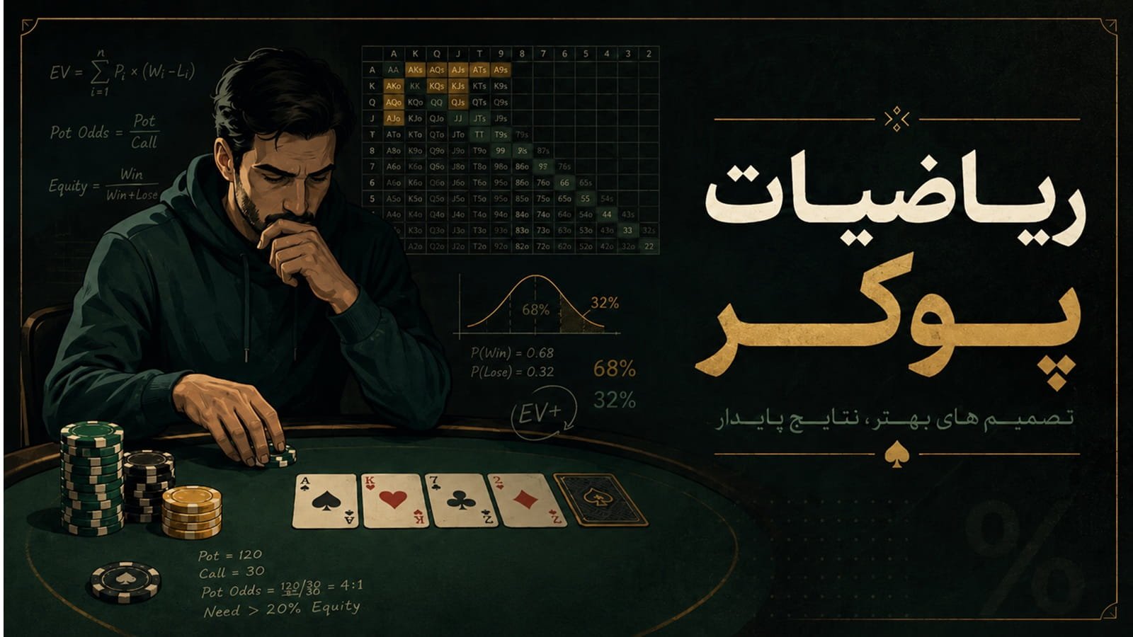 ریاضیات پوکر؛ راهنمای کامل محاسبات و تصمیم‌گیری در بازی