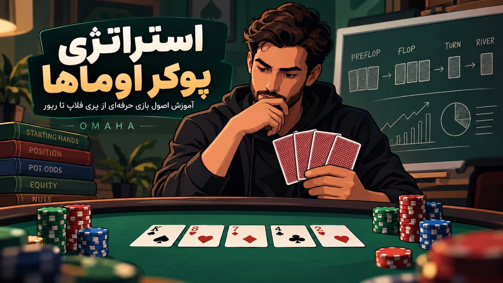 استراتژی پوکر اوماها؛ آموزش اصول بازی حرفه‌ای از پری فلاپ تا ریور